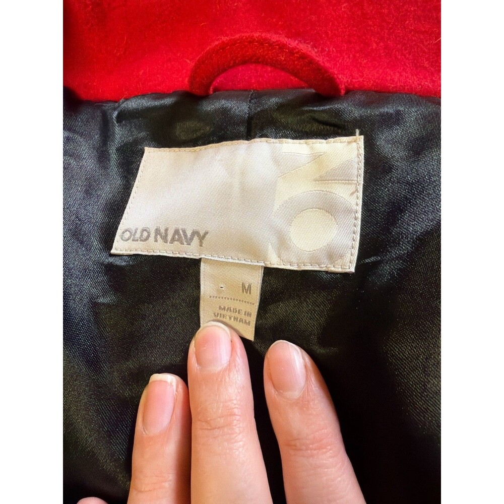 Old Navy Women’s Red Wool Blend Double Breasted Coat Jacket Size M - Picture 9 of 10